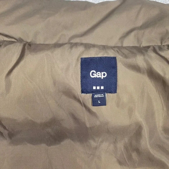 Gap Vest Women L Brown Puffer Zip Up Solid - Picture 10 of 14